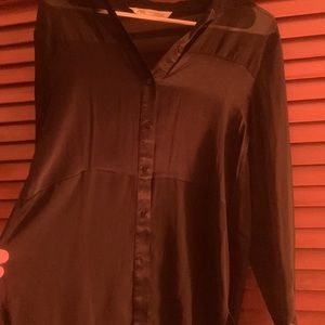 Sheer blouse black- over sized cute w leggings or tucked in jeans